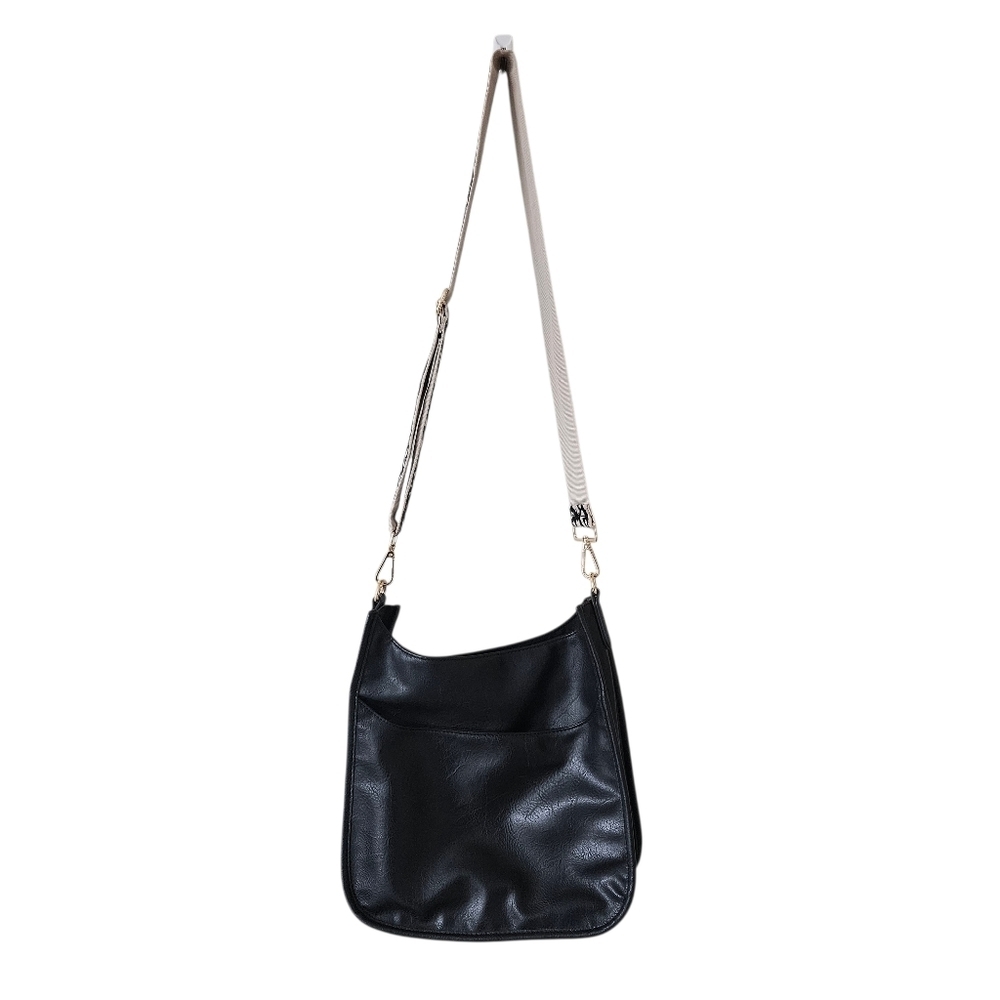 Ah-Dorned Black Vegan Leather Mini Messenger Bag